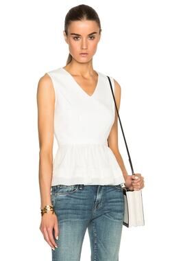 Diane Von Furstenberg Hazelle Powder White Peplum Tank Top Blouse Cream Size 14